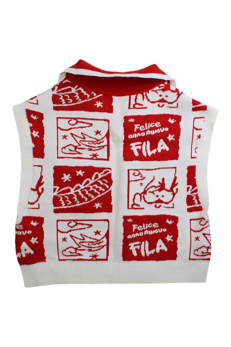 A Red Sweater Vests from Fila in size 5T for girl. (Back View)