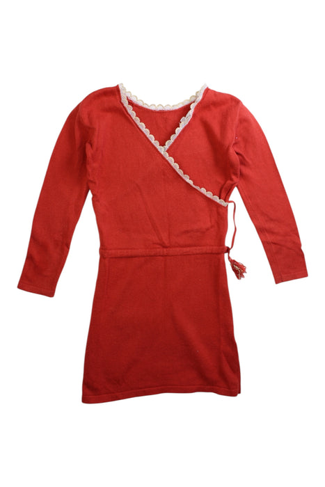 A Red Long Sleeve Dresses from Excuse My French in size 4T for girl. (Front View)
