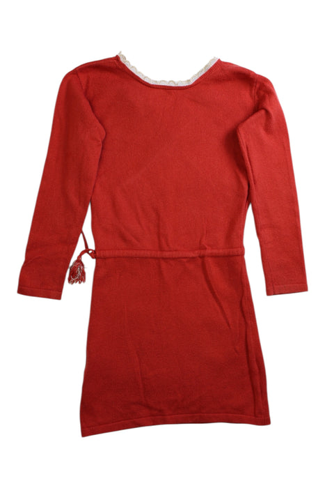 A Red Long Sleeve Dresses from Excuse My French in size 4T for girl. (Back View)