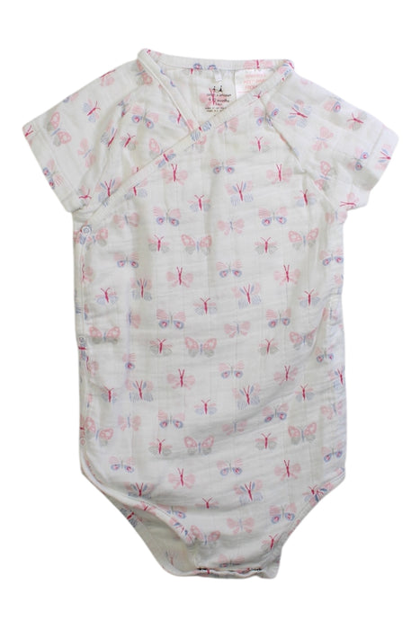 A White Bodysuits from Aden & Anais in size 6-12M for girl. (Front View)