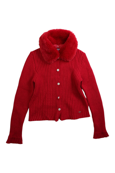 A Red Cardigans from Mayoral in size 6T for girl. (Front View)