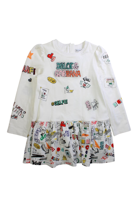 A Multicolour Long Sleeve Dresses from Dolce & Gabbana in size 5T for girl. (Front View)