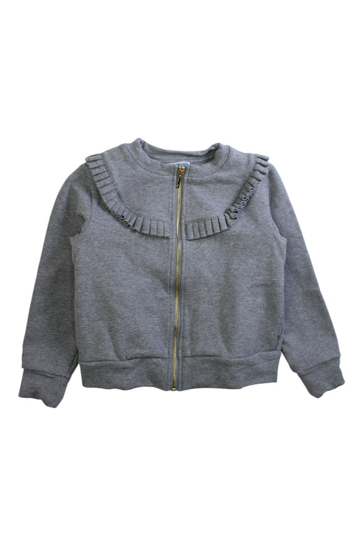 A Grey Zippered Sweatshirts from Jacadi in size 6T for girl. (Front View)