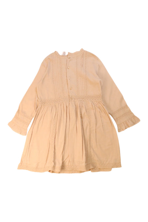 A Beige Long Sleeve Dresses from Bonpoint in size 6T for girl. (Front View)