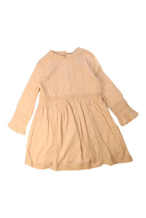 A Beige Long Sleeve Dresses from Bonpoint in size 6T for girl. (Back View)