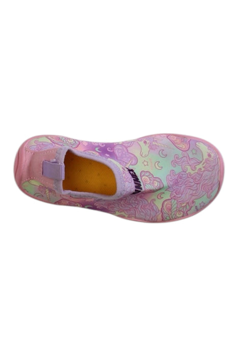 A Pink Aqua Shoes from Minnex in size 3T for girl. (Front View)