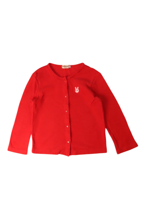 A Red Buttoned Sweatshirts from Hot Biscuits Mikihouse in size 5T for girl. (Front View)