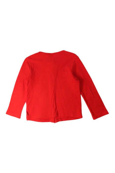 A Red Buttoned Sweatshirts from Hot Biscuits Mikihouse in size 5T for girl. (Back View)