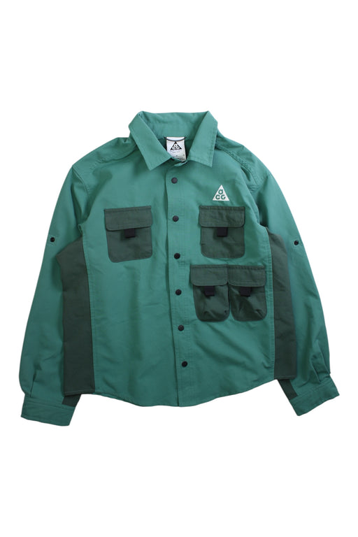 A Green Lightweight Jackets from Nike in size 10Y for boy. (Front View)