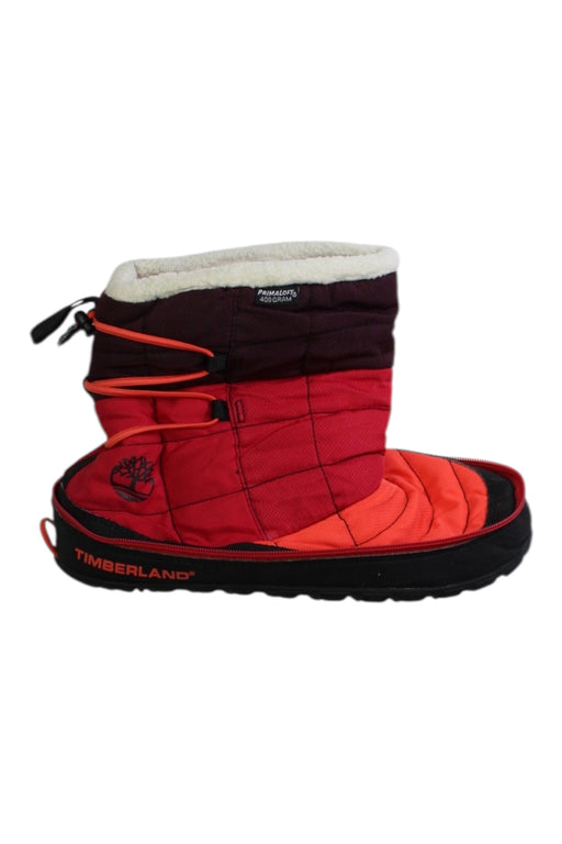 A Red Winter Boots from Timberland in size 12Y for girl. (Front View)