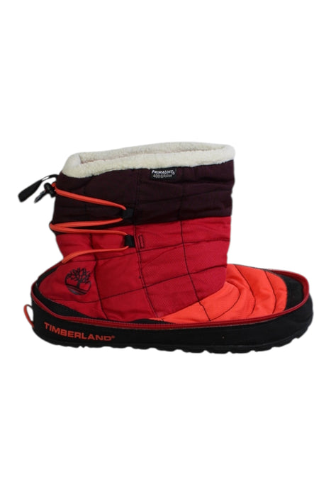 A Red Winter Boots from Timberland in size 12Y for girl. (Front View)