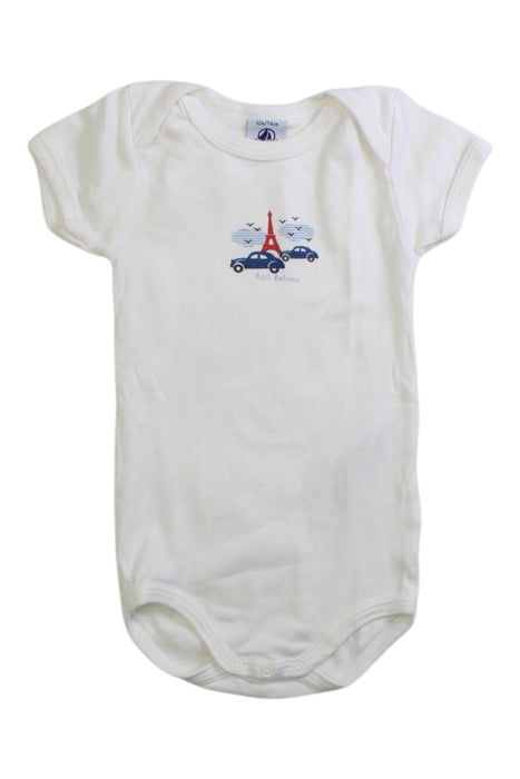 A White Short Sleeve Bodysuits from Petit Bateau in size 6-12M for boy. (Front View)
