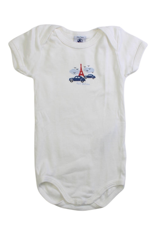 A White Short Sleeve Bodysuits from Petit Bateau in size 6-12M for boy. (Front View)