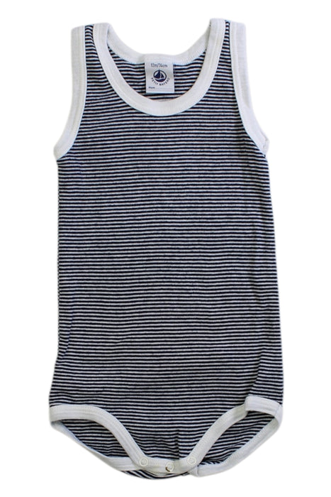 A Navy Sleeveless Bodysuits from Petit Bateau in size 6-12M for boy. (Front View)
