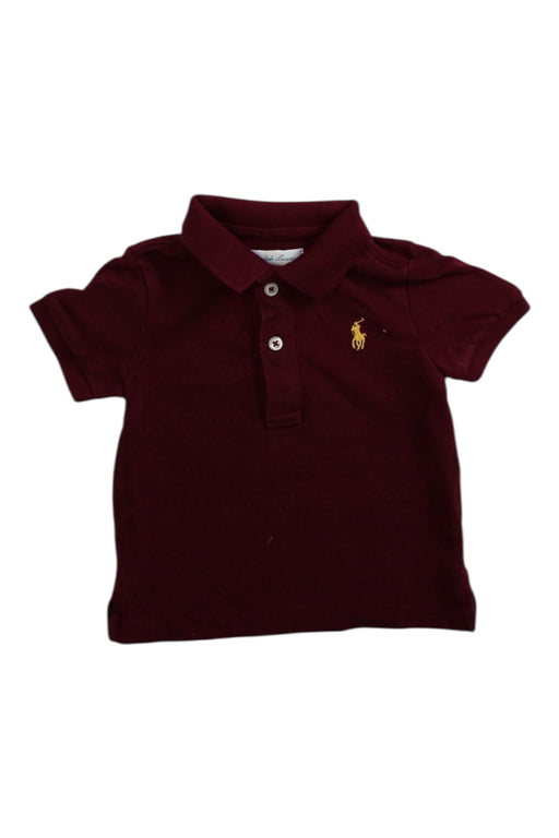 A Burgundy Short Sleeve Polos from Ralph Lauren in size 3-6M for boy. (Front View)