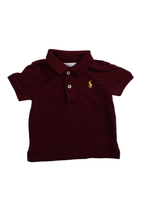 A Burgundy Short Sleeve Polos from Ralph Lauren in size 3-6M for boy. (Front View)