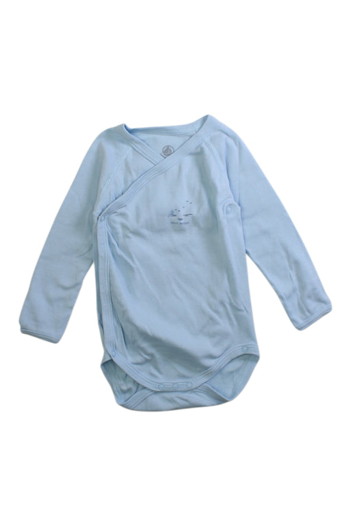 A Blue Long Sleeve Bodysuits from Petit Bateau in size 6-12M for boy. (Front View)