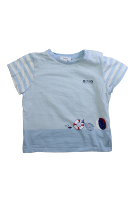 A Blue Short Sleeve T Shirts from Boss in size 6-12M for boy. (Front View)