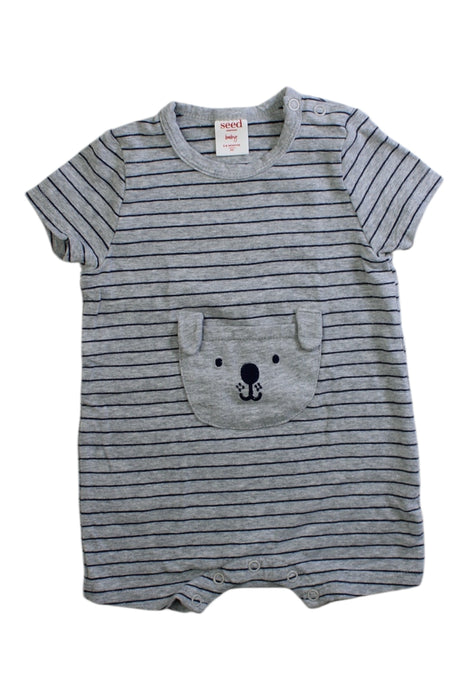 A Grey Long Sleeve Bodysuits from Seed in size 3-6M for boy. (Front View)
