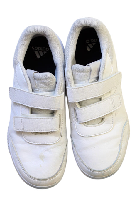 A White Sneakers from Adidas in size 11Y for boy. (Back View)