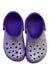 A Purple Slip Ons from Crocs in size 6T for girl. (Back View)
