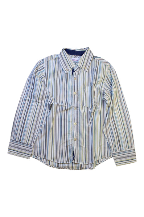 A Blue Long Sleeve Shirts from Little Mercerie in size 5T for boy. (Front View)