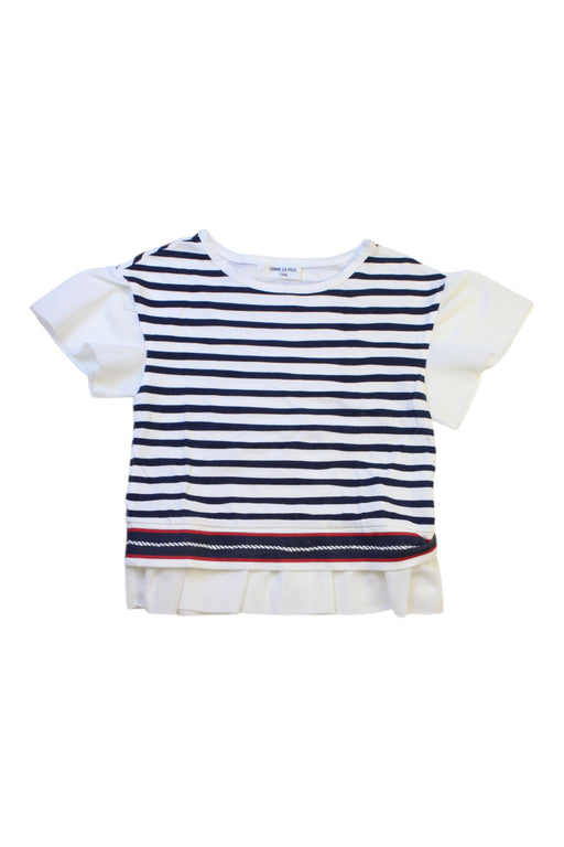 A Navy Short Sleeve Tops from Comme Ça Fille in size 4T for girl. (Front View)