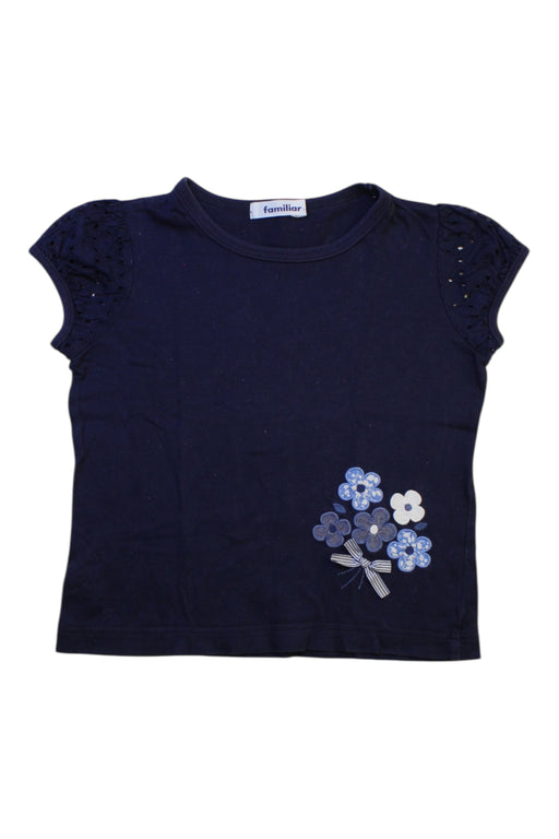 A Navy Short Sleeve Tops from Familiar in size 4T for girl. (Front View)