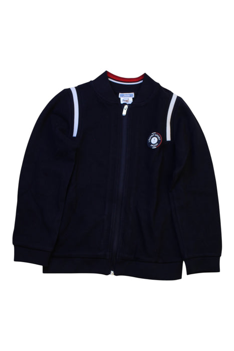 A Navy Zippered Sweatshirts from Jacadi in size 8Y for boy. (Front View)