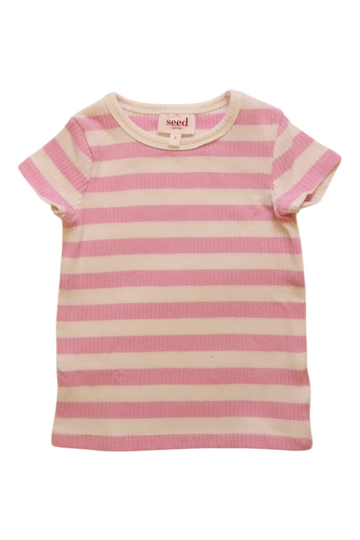 A Pink Short Sleeve T Shirts from Seed in size 2T for girl. (Front View)