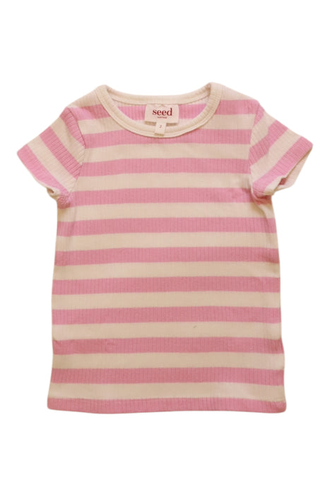 A Pink Short Sleeve T Shirts from Seed in size 2T for girl. (Front View)