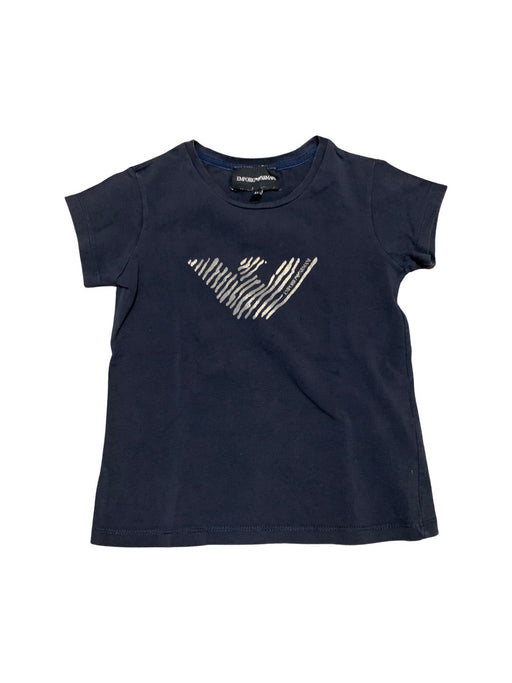A Navy Short Sleeve T Shirts from Emporio Armani in size 6T for neutral. (Front View)