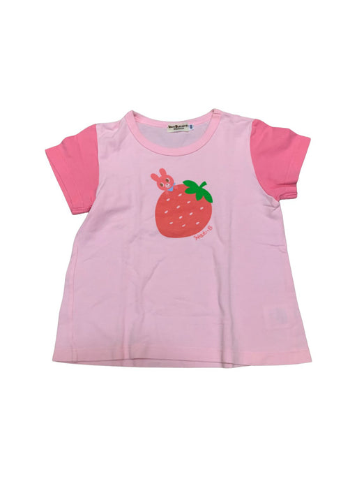 A Pink Short Sleeve T Shirts from Hot Biscuits Mikihouse in size 5T for girl. (Front View)