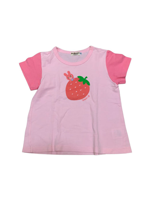 A Pink Short Sleeve T Shirts from Hot Biscuits Mikihouse in size 5T for girl. (Front View)