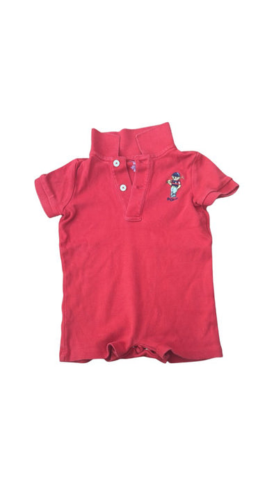 A Red Short Sleeve Rompers from Ralph Lauren in size 3-6M for neutral. (Front View)