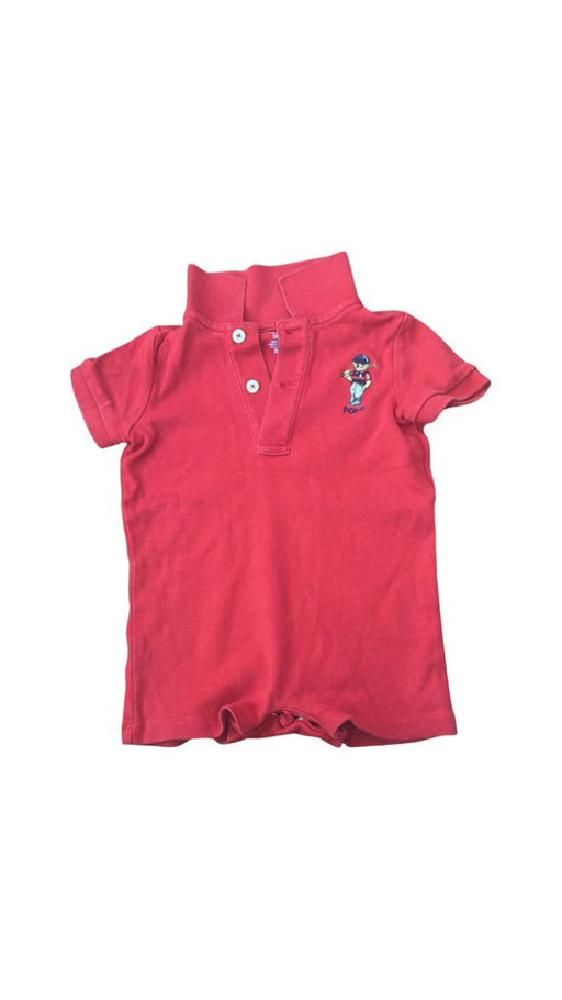 A Red Short Sleeve Rompers from Ralph Lauren in size 3-6M for neutral. (Front View)