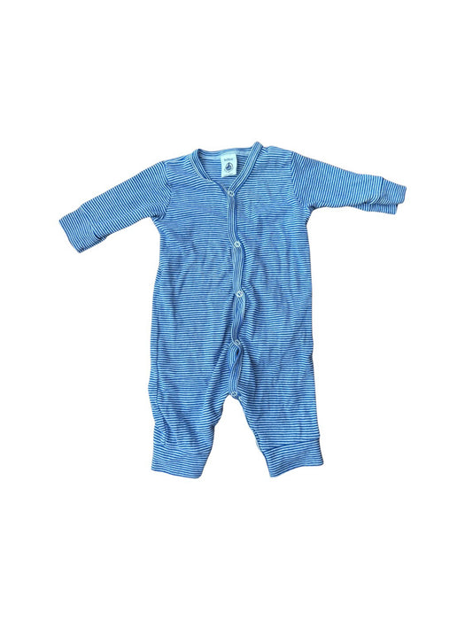 A Blue Onesies from Petit Bateau in size 0-3M for neutral. (Front View)