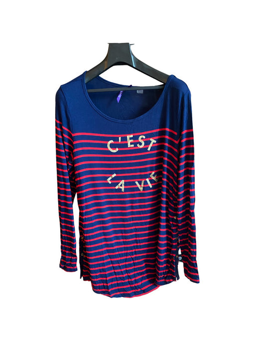 A Navy Long Sleeve T Shirts from Seraphine in size S for maternity. (Front View)