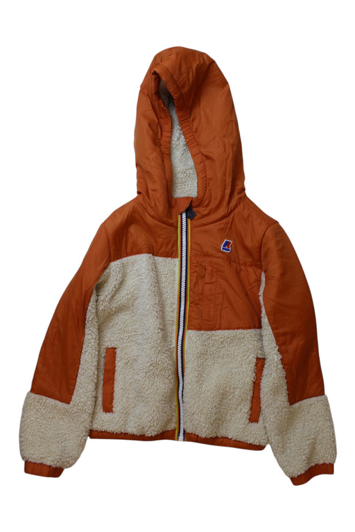 A Orange Puffer/Quilted Jackets from K-Way in size 6T for boy. (Front View)