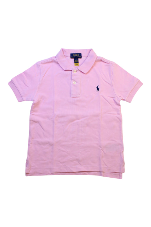A Pink Short Sleeve Polos from Polo Ralph Lauren in size 5T for girl. (Front View)