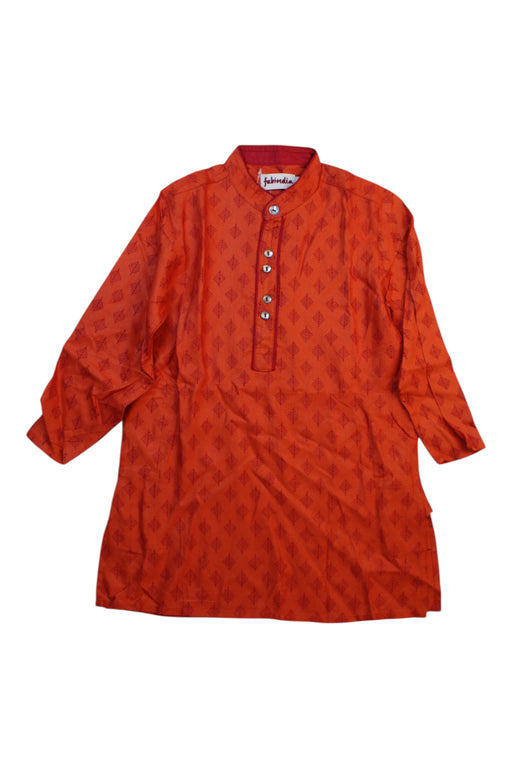 A Orange Long Sleeve Shirts from Fabindia in size 3T for boy. (Front View)