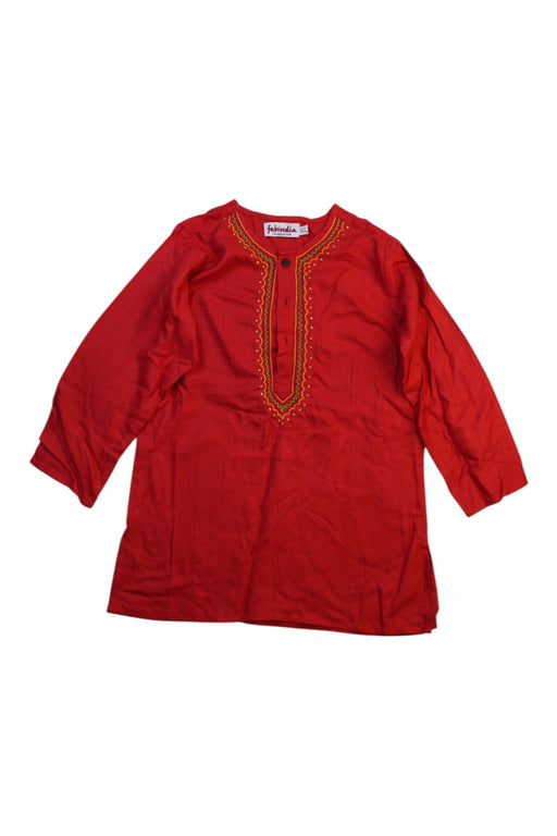 A Red Long Sleeve Shirts from Fabindia in size 3T for boy. (Front View)