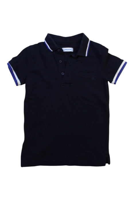 A Navy Short Sleeve Polos from Mayoral in size 3T for boy. (Front View)