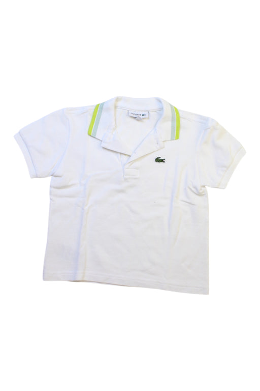 A White Short Sleeve Polos from Lacoste in size 3T for boy. (Front View)
