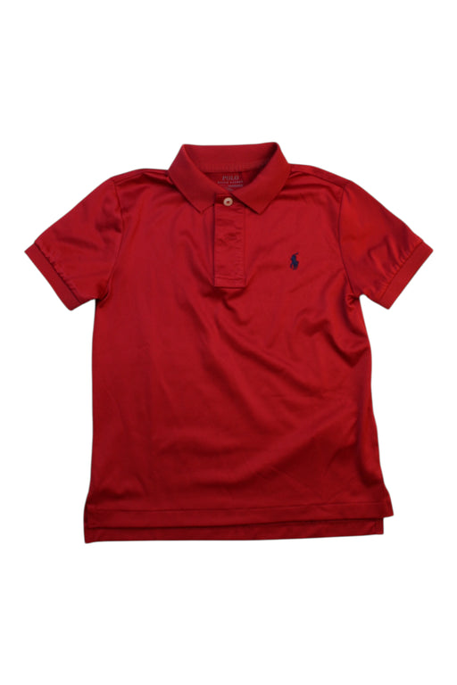A Red Short Sleeve Polos from Polo Ralph Lauren in size 4T for boy. (Front View)