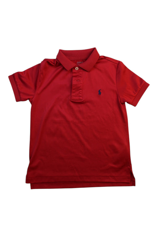 A Red Short Sleeve Polos from Polo Ralph Lauren in size 4T for boy. (Front View)