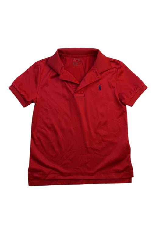 A Red Short Sleeve Polos from Polo Ralph Lauren in size 4T for boy. (Front View)