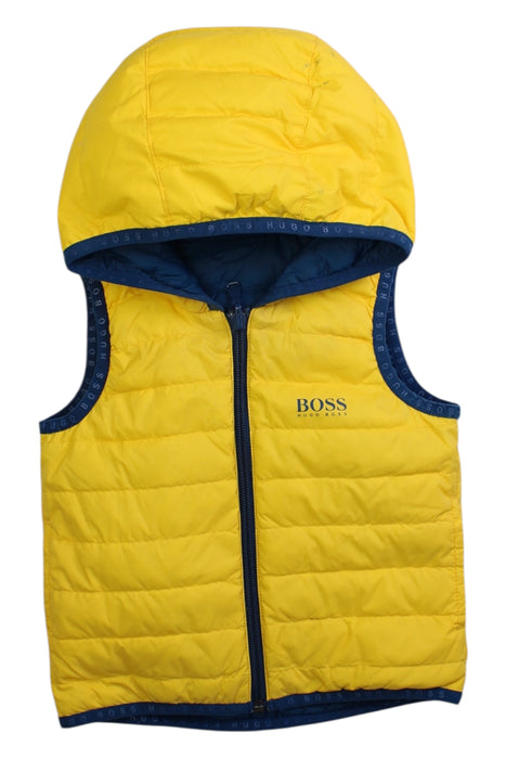 A Yellow Puffer/Quilted Jackets from Boss in size 12-18M for boy. (Front View)