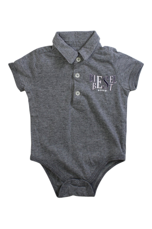 A Grey Short Sleeve Bodysuits from Diesel in size 6-12M for girl. (Front View)