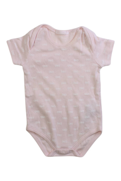 A Pink Short Sleeve Bodysuits from Dolce & Gabbana in size 3-6M for girl. (Front View)